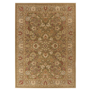 Traditional Oriental Turkish Bordered Mahal Area Rug, Green, 11'2