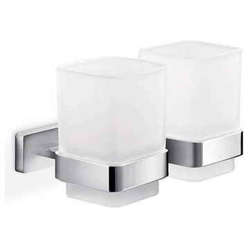 Lea A1910F Polished Chrome Double Holder with Frosted Glass Tumblers