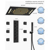 Thermostatic LED Shower Faucet Bluetooth Music Shower Head w/ 6 Body Jets, Matte Black, 23" X 15"