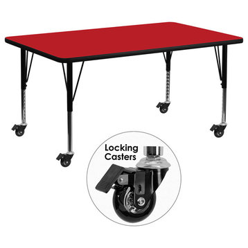 Mobile 24''Wx60''L Red Hp Laminate Activity Table