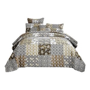 Bohemian Patchwork Dusty Rose Pink Chocolate Brown Floral