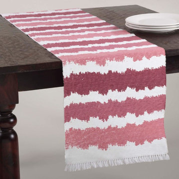 La Spezia Ribbed Ombr? Cotton Table Runner, Rouge