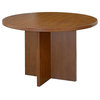 Round Wood Table Top w X-Shaped Pedestal Base