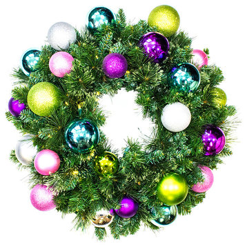2' Pre-Lit Warm White LED Sequoia Wreath Decorated With The Victorian Ornament