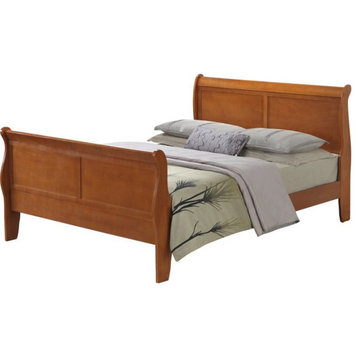 Glory Furniture Louis Phillipe Full Sleigh Bed in Oak