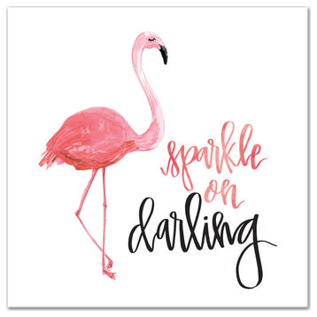 Flamingo Sparkle On Darling 20x20 Canvas Wall Art