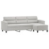vidaXL Couch 3-Seater Sofa Couch with Footstool Light Gray Microfiber Fabric