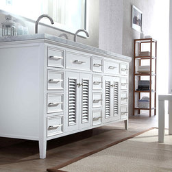 73 inch Cottage Double Sink Bathroom Vanity Set in White Finish - Bathroom Vanities And Sink Consoles