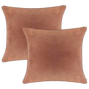 A1HC Soft Velvet Pillow Covers, YKK Zipper, Set of 2, Irish Coffee, 18"x18"
