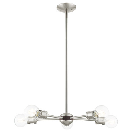 Lansdale Collection 5 Lt Brushed Nickel W/ Bronze Accents Chandelier (46135-91)