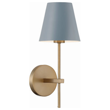 Xavier One Light Wall Sconce in Vibrant Gold / Blue