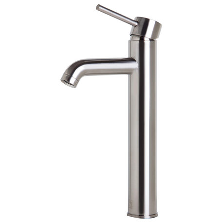 Tall Brushed Nickel Single Lever Bathroom Faucet