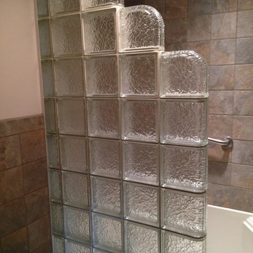 Glass Block Walk In Shower, Small Space