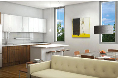 Minimalist living room photo in Denver