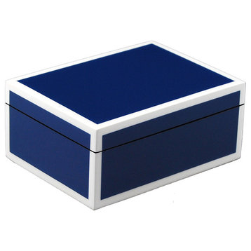 Lacquer Medium Box, True Blue and White