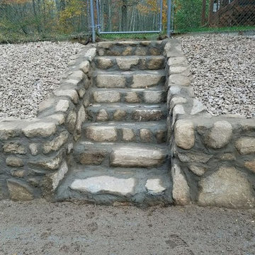 Stone wall at pool