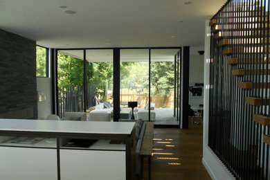 Trendy living room photo in Calgary