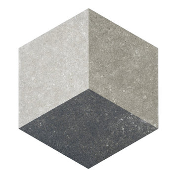 Traffic Hex Porcelain Floor and Wall Tile, 3d Grey