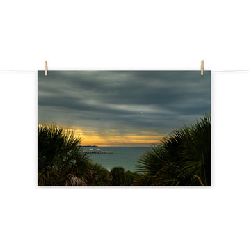 Cloudy Rainy Sunset De Soto Beach Unframed Landscape Photo Wall Art Print, 24" X 36"