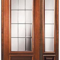 Prehung Patio Sidelite Door 80 Wood Mahogany Patio 3/4 Lite Glass - Patio Doors