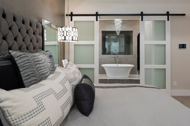 Inspiration for a transitional master bedroom remodel in Houston
