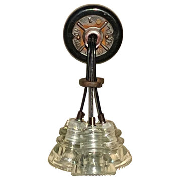 Insulator Light LED Sconce Cluster with Spout Canopy 3, Clear Insulator