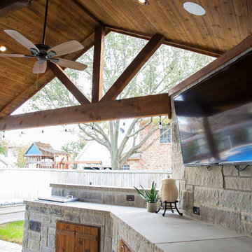 Grapevine Smokey Lueder Stone Cabinet and Covered Patio