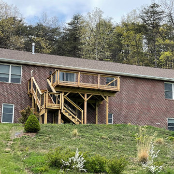 Deck stain and gutters powerwash