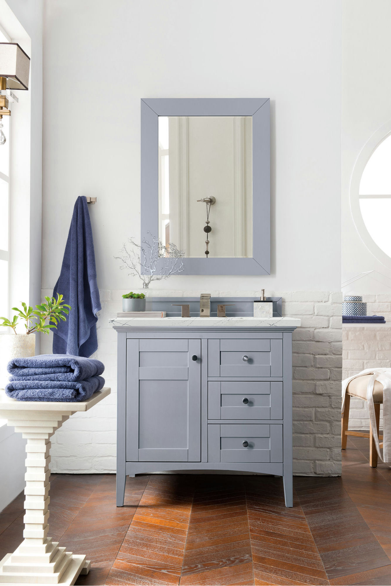 Palisades 36" Single Vanity, Silver Gray, w/ 3 CM Ethereal Noctis ...