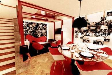 This is an example of a contemporary dining room in Marseille.