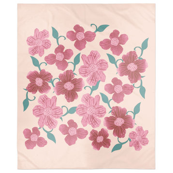 Pink Florals 50x60 Coral Fleece Blanket