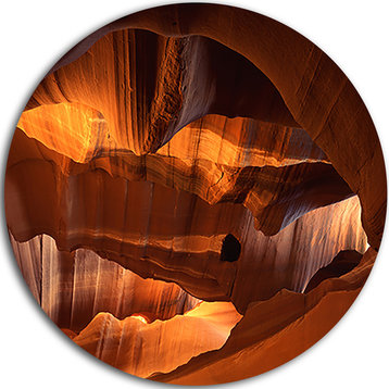 Red Limestone Caves, Landscape Photo Disc Metal Artwork, 11"