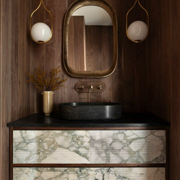 Moody Walnut & Calacatta Green Powder Room