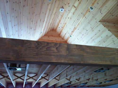 Matching Color With Pine Walls Ceiling And Kitchen Cabinets