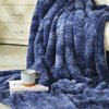 Ultra Soft Faux Fur Throw Blanket, Navyblue, 108" X 88"