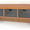 Brown Rustic Wooden Wall Shelf With 3 Drawers And Hooks