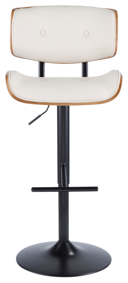 LumiSource Lombardi Adjustable Barstool, Walnut and Cream
