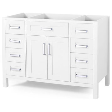 Grace Contemporary 48" Wood Bathroom Vanity, Counter Top Not Included, White