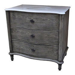 Antique Curved 36 inch Single Sink Bathroom Vanity Rustic Finish - Bathroom Vanities And Sink Consoles