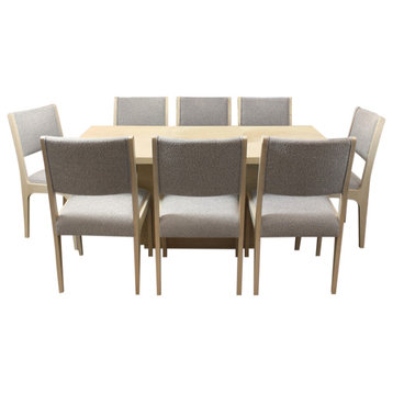 Flagstaff 9-Piece 72" Dining Set With 8 Ash Boucle Chairs In Gray