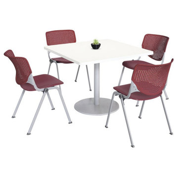 KFI 36" Square Dining Table - White Top - Kool Chairs - Burgundy