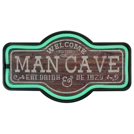 17" Black 'Man Cave' Green LED Neon Style Wall Sign