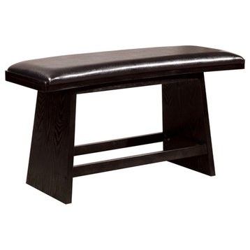 Furniture of America Omura Faux Leather Padded Dining Bench in Black