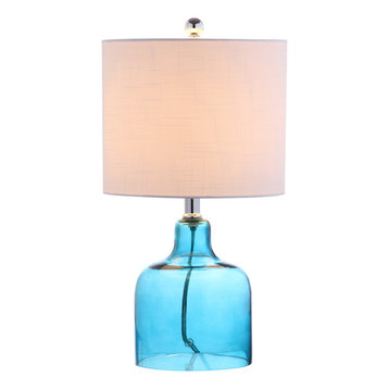 Gemma 19" Glass Bell Table Lamp, Moroccan Blue