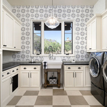 Mosaic Tile Laundry Room Backsplash