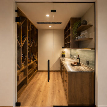 Glass-Enclosed Wine Room with Diamond Racking - Bend, OR