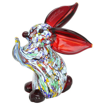 GlassOfVenice Murano Glass Millefiori Rabbit Sculpture