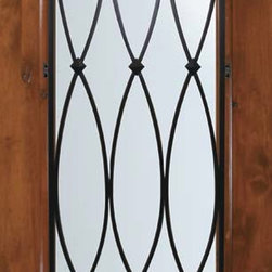 Slab Single Door 96 Wood Alder La Salle 1 Panel 3/4 Lite Wrought Iron - Front Doors
