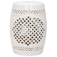 Castle Gardens Collection Quatrefoil Ceramic Stool, Cream