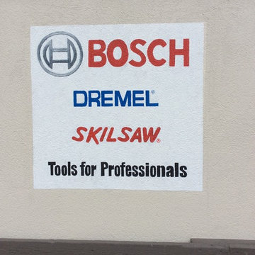 Logo Wall Mural on stucco